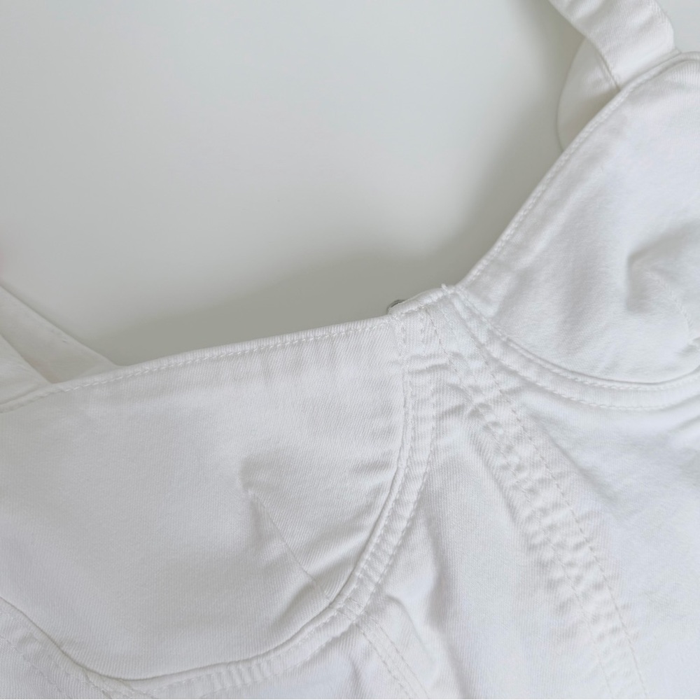 ZARA White Corset Bustier Crop Top Structured Stretch Cotton Size S - Picture 11 of 15